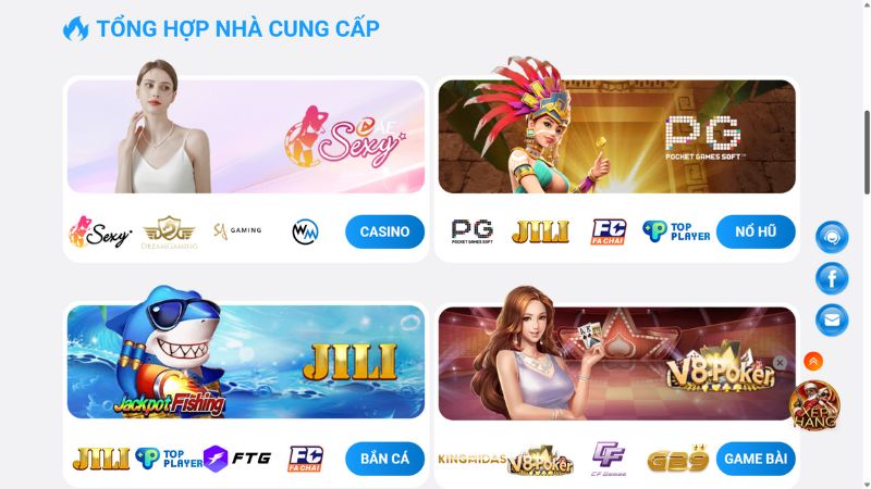 Đa dạng các nhà cung cấp game uy tín hợp tác với X88