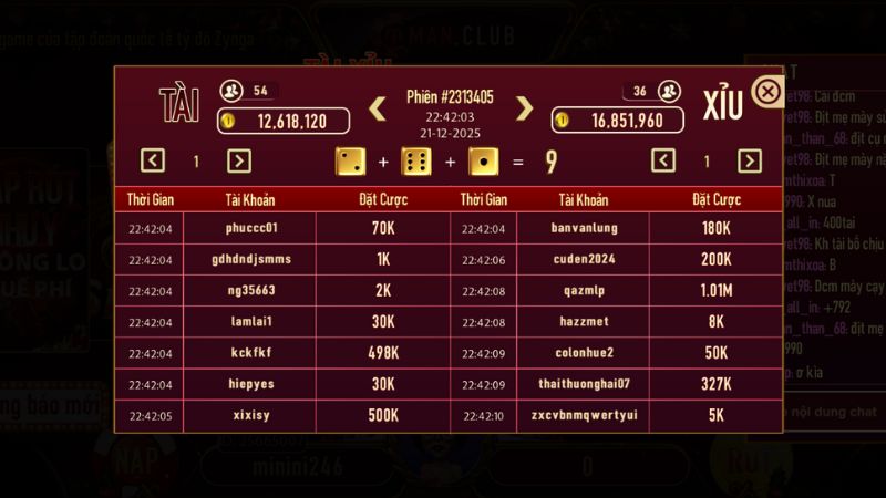 Theo dõi lịch sử phiên để soi cầu tài xỉu chuẩn tại Manclub