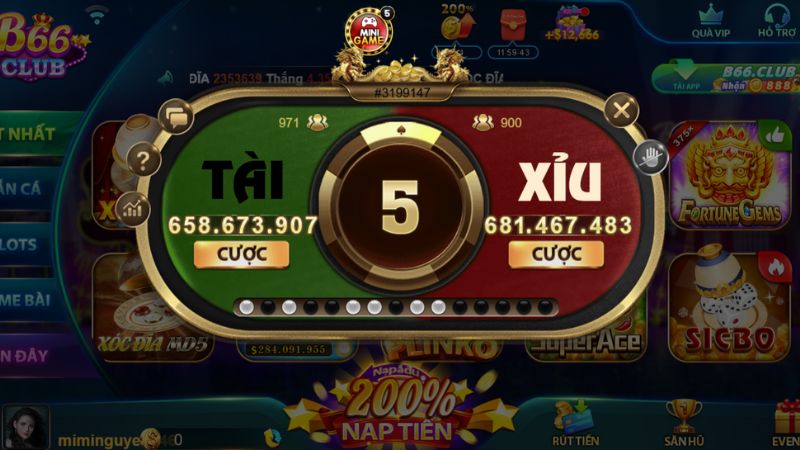 Giao diện chơi tài xỉu thiết kế hiện đại tại B66 