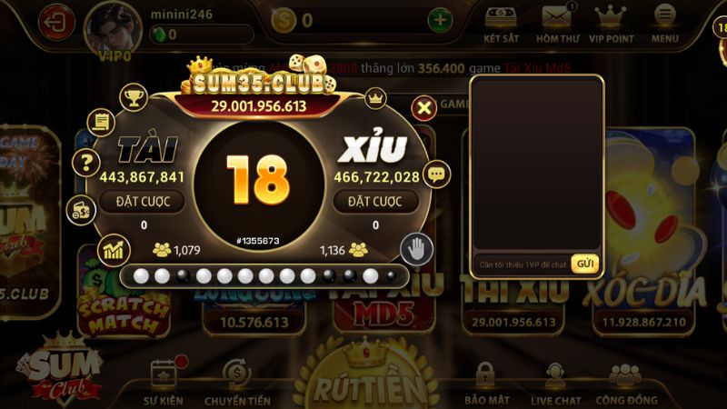 Trò chơi Mini tài xỉu tại cổng game Sumclub