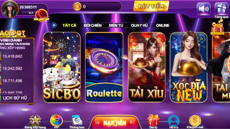 Giao diện trang chủ cổng game tài xỉu 68GameBai